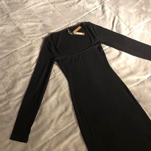 SKIMS Lounge Ribbed Long Sleeve Maxi Dress in Onyx - NWT!